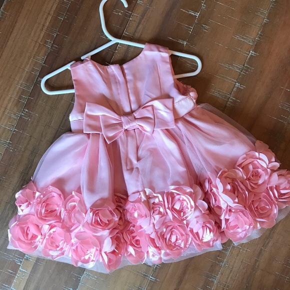 3-6 mo Holiday editions pink floral silk dress - Picture 2 of 4